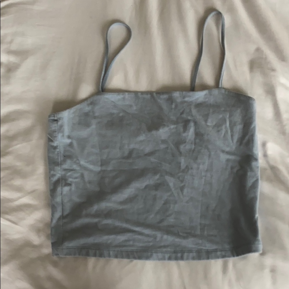 Blue spaghetti strap crop